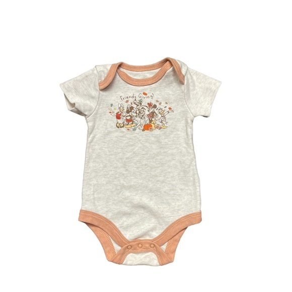 Disney Other - Disney Baby "Friendsgiving" Mickey Mouse & Friends Onesie in‎ Gray Size 0/3M